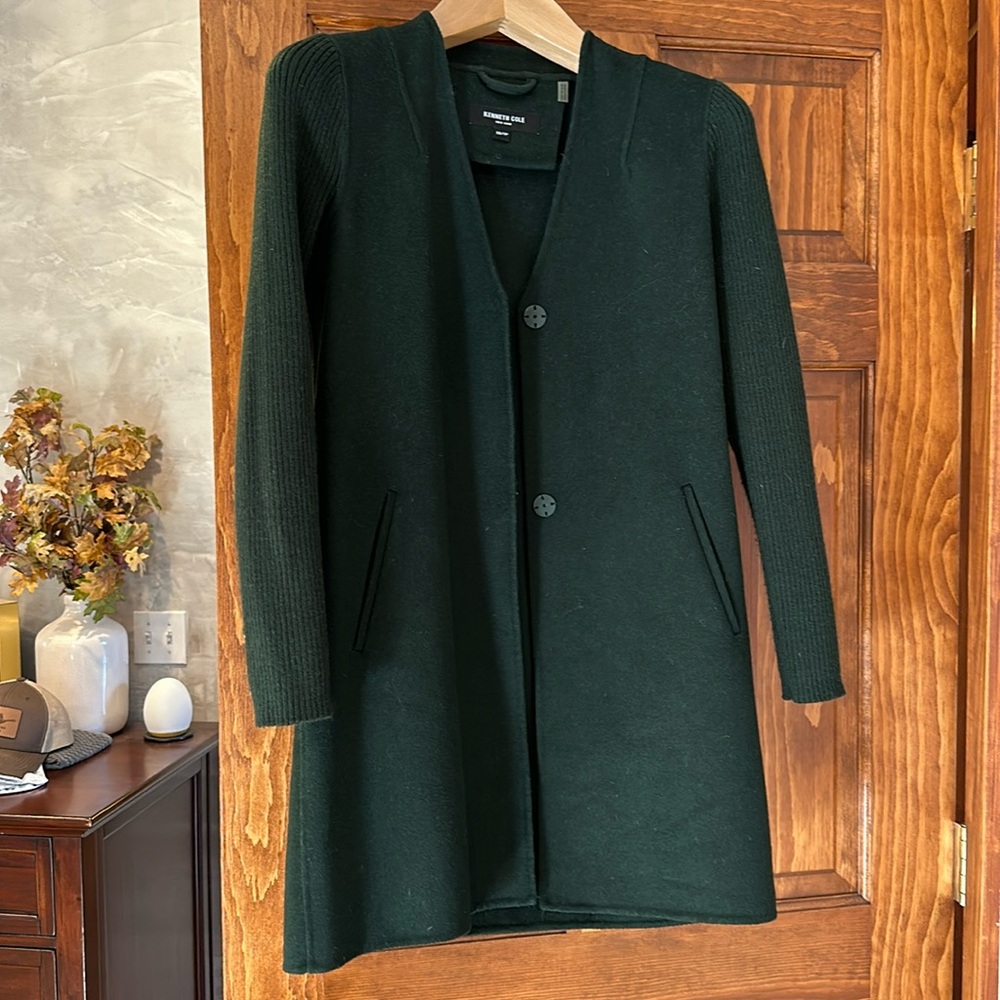 Kenneth Cole New York knit sleeve double face wool blend jacket XS